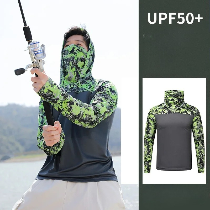 Fishing Shirt Hooded Men Sunsc - Fishing Mask Sun Protection review and price
